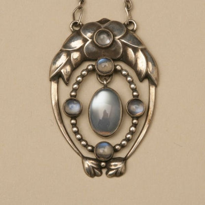 Georg Jensen Very Rare Pendant with Moonstones, no. 8