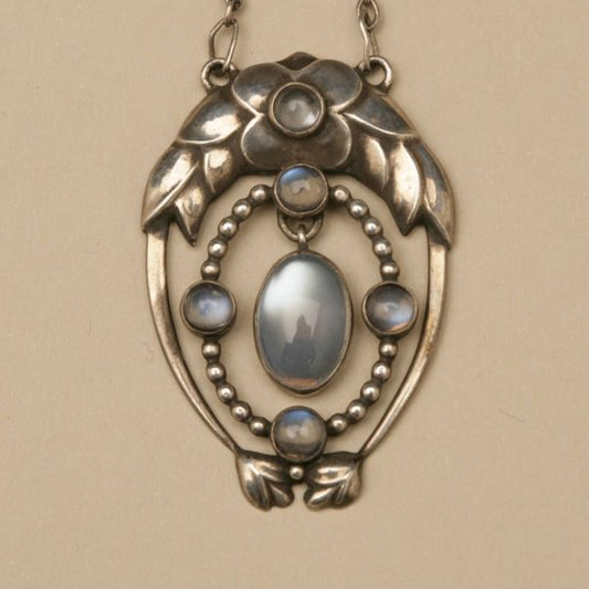 Georg Jensen Very Rare Pendant with Moonstones, no. 8