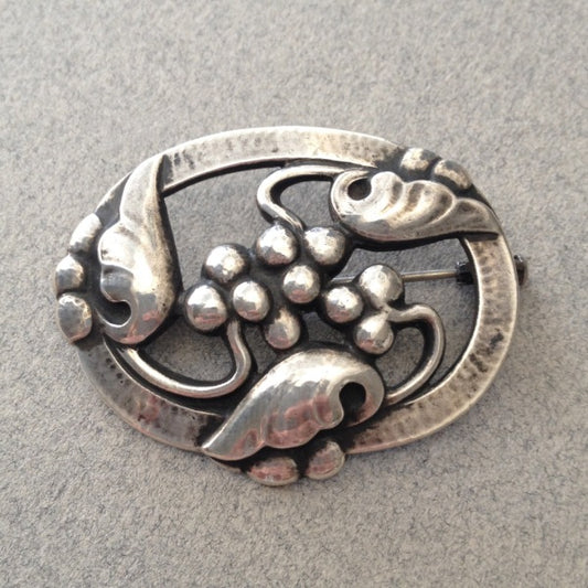 Georg Jensen Sterling Silver "Grape" Motif Brooch No. 101