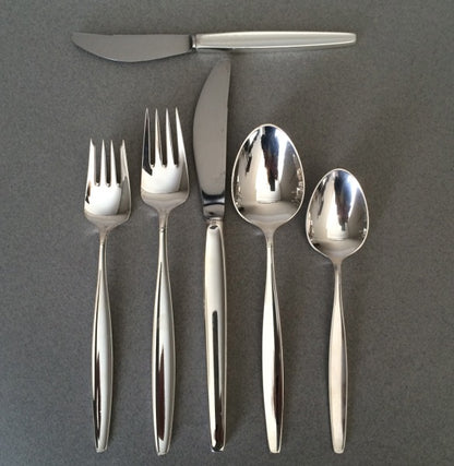 Georg Jensen Sterling Silver Complete Set of 12 in the "Cypress" Pattern by Tias Eckhoff,complete set for 12 person