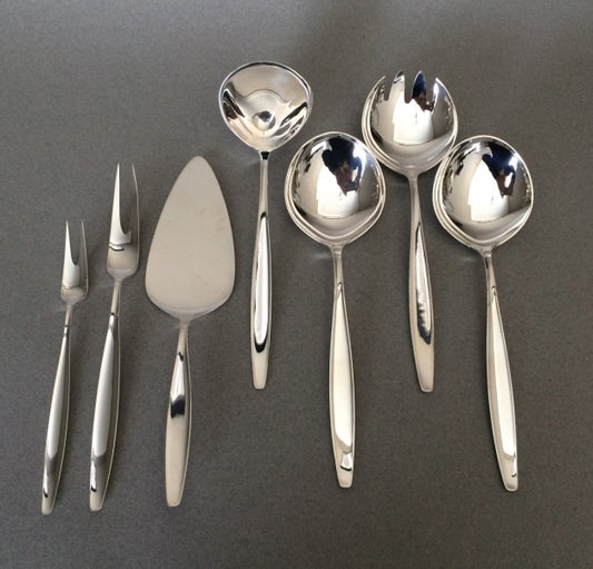 Georg Jensen Sterling Silver Complete Set of 12 in the "Cypress" Pattern by Tias Eckhoff,complete set for 12 person