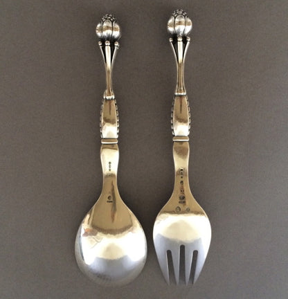 Georg Jensen Pair of Ornamental Servers No 38 medium