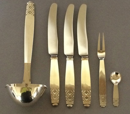 Georg Jensen Service of 6 in the  " Mayan" Pattern by Johan Rohde