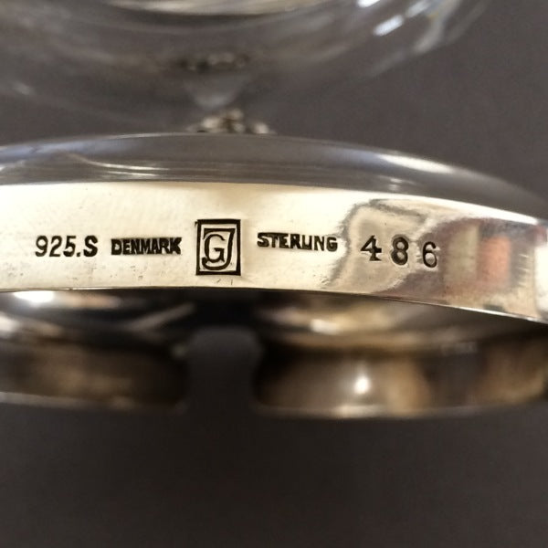 Georg Jensen Sterling Silver "Jam Pot" with Spoon and Underliner No. 486