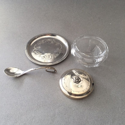 Georg Jensen Sterling Silver "Jam Pot" with Spoon and Underliner No. 486