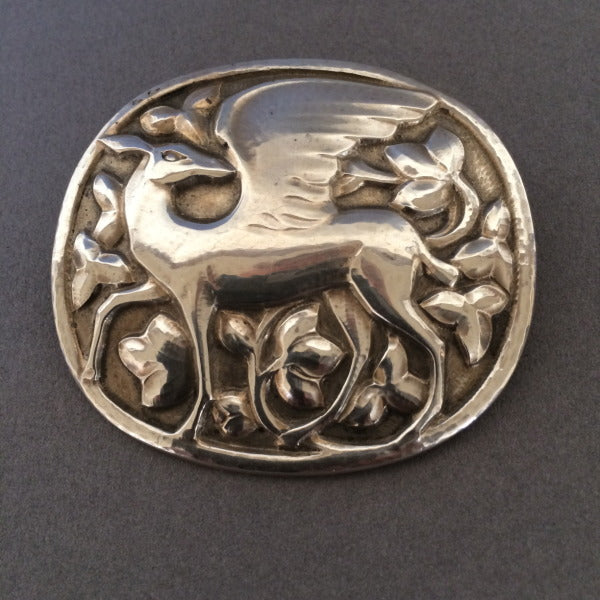 Georg Jensen 830 Silver "Winged" Deer Brooch No. 81