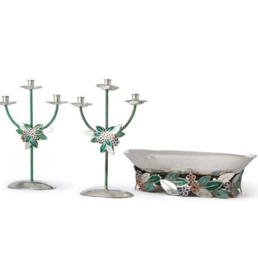 Estate Emilia Castillo Sterling Silver, Copper and Hardstone Table Garniture