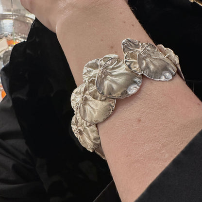 Estate Janet Gabriel Sterling Silver Pansy Bracelet