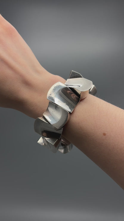 Estate Sterling Silver Thumbprint Bracelet by Antonio Pineda