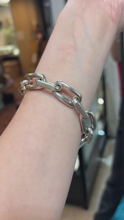 Estate Sterling Silver Rectangular Solid Link Bracelet