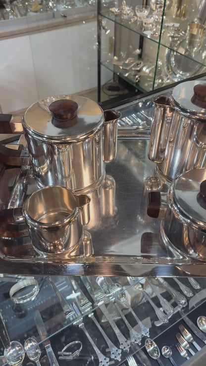 Estate Christofle Silver Plated Art Deco Tea Set by Luc Lanel