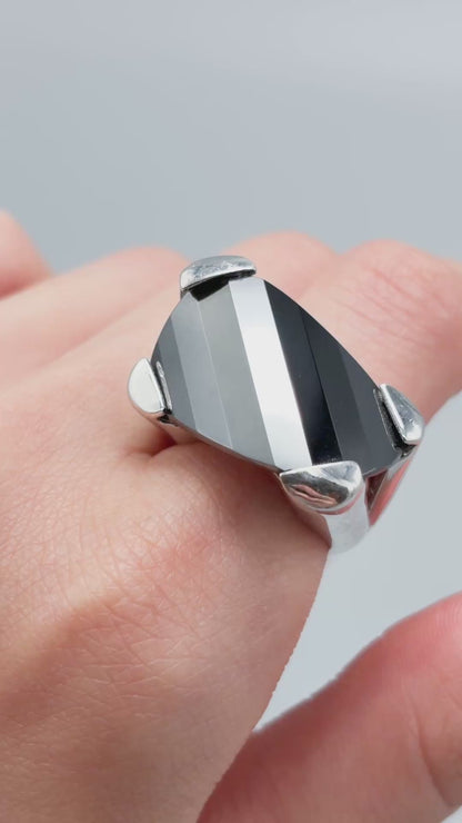 Estate Sterling Silver and Smoky Quartz Ring