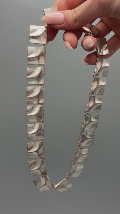 Estate Sterling Silver Lapponia "Galactic Peaks" Necklace Designed by Björn Weckström