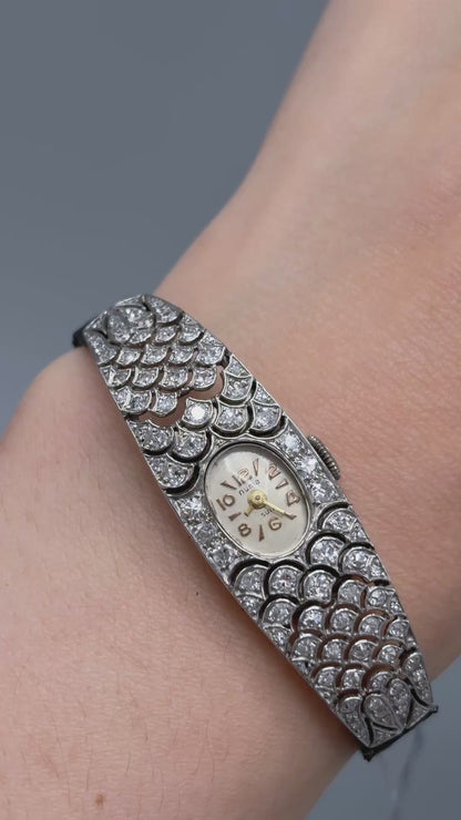Antique French Art Deco Platinum & Diamond Numa Watch