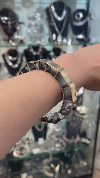 Estate Sterling Silver Openwork "Wheel" Bangle