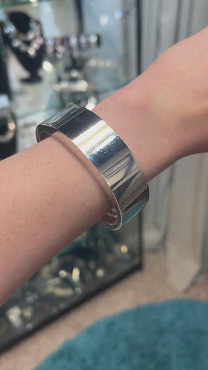 Estate Sterling Silver Wide Oval Bangle by Jondell