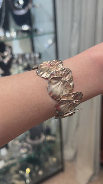 Estate Janet Gabriel Sterling Silver Pansy Bracelet
