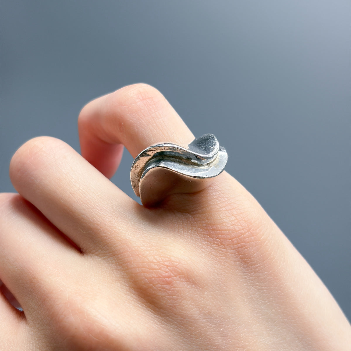 Estate Sterling Silver Stacked Wave Ring by Puig Doria