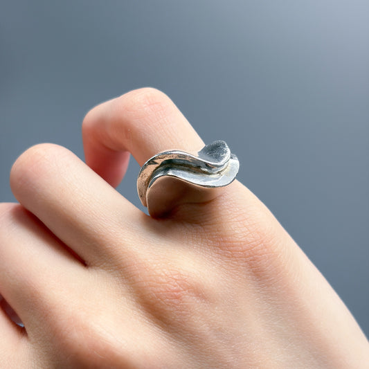 Estate Sterling Silver Stacked Wave Ring by Puig Doria