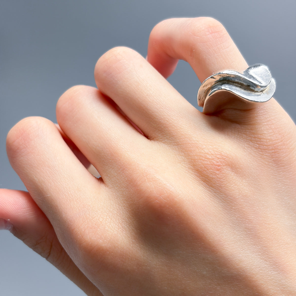 Estate Sterling Silver Stacked Wave Ring by Puig Doria