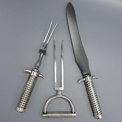 Georg Jensen Large Sterling Silver Bernadotte Steel Carving Set