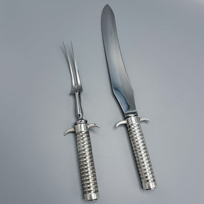 Georg Jensen Large Sterling Silver Bernadotte Steel Carving Set