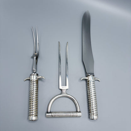 Georg Jensen Large Sterling Silver Bernadotte Steel Carving Set