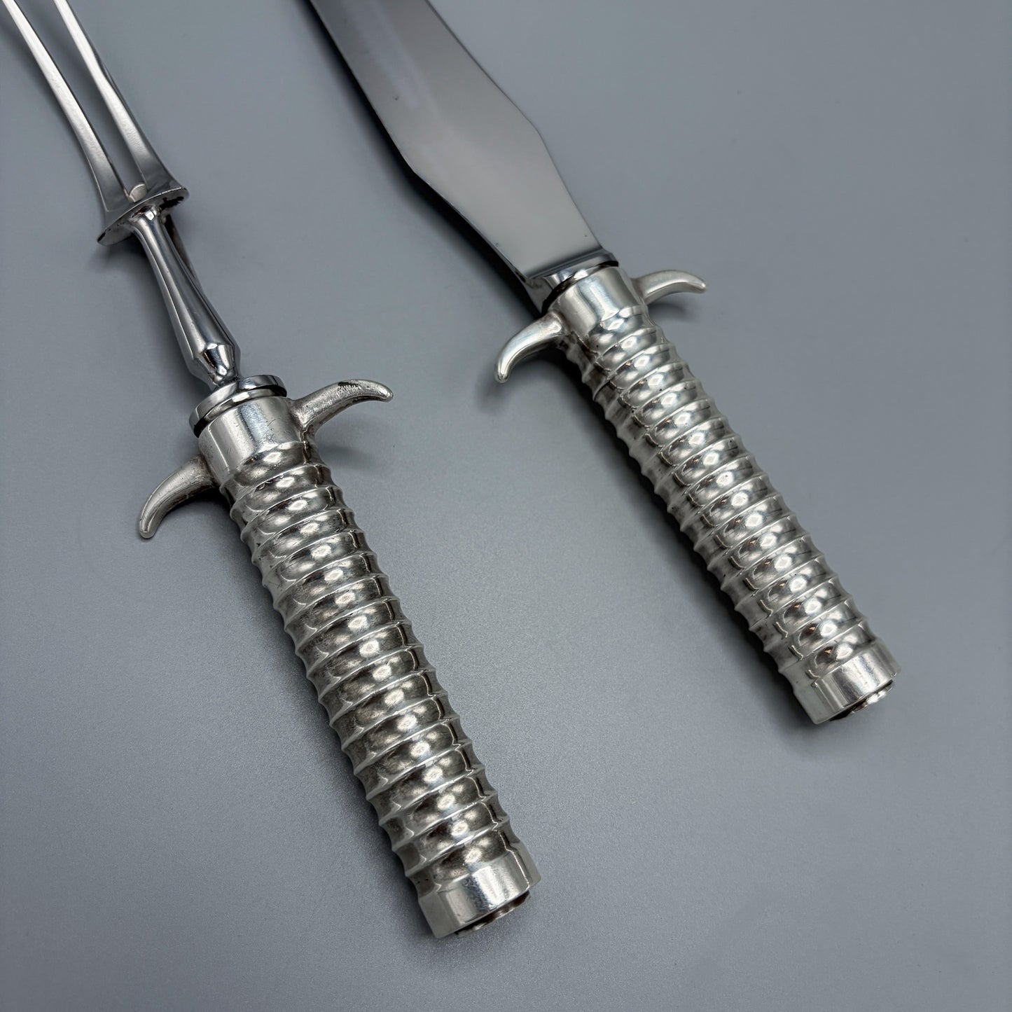 Georg Jensen Large Sterling Silver Bernadotte Steel Carving Set