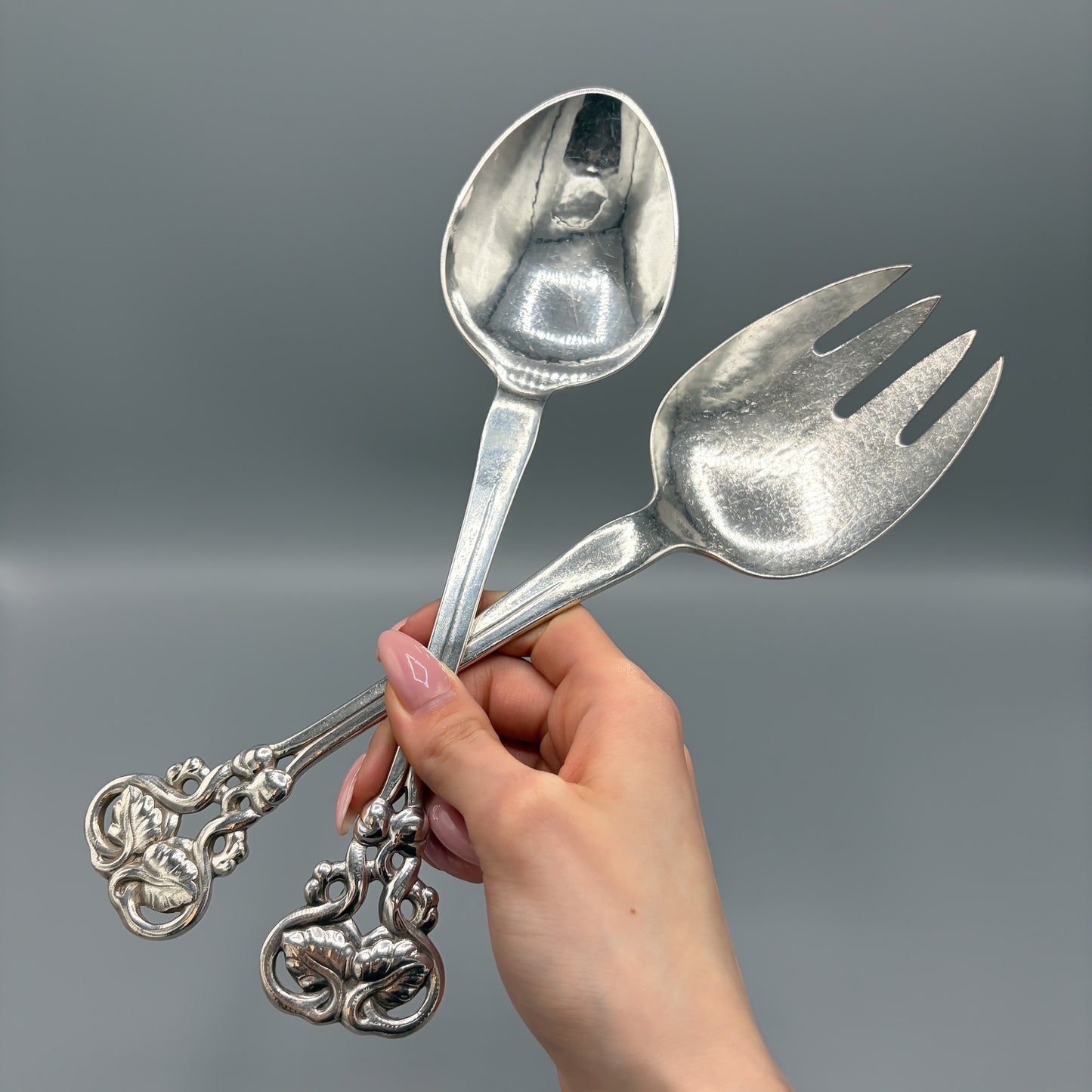 Estate Georg Jensen Sterling Silver Ornamental Serving Set No.58
