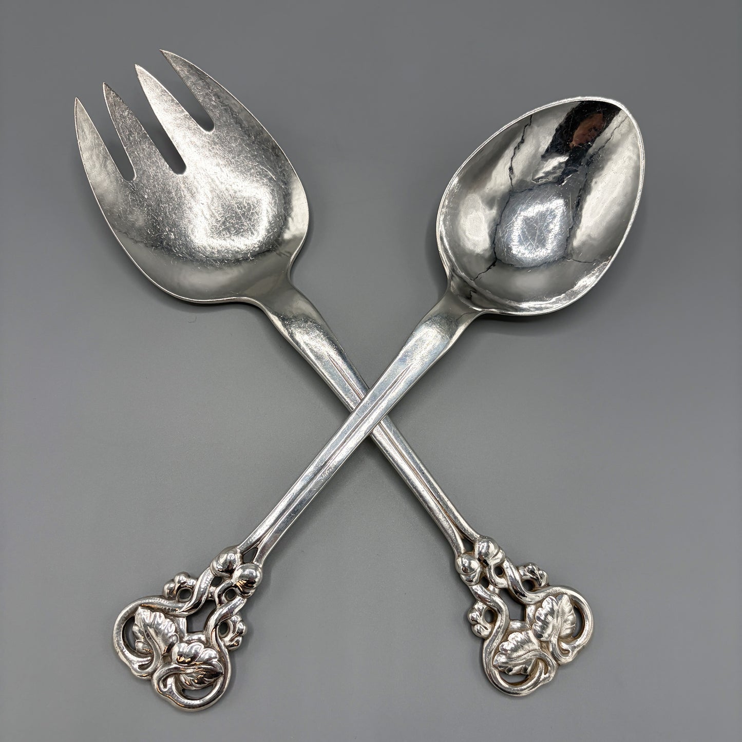 Estate Georg Jensen Sterling Silver Ornamental Serving Set No.58