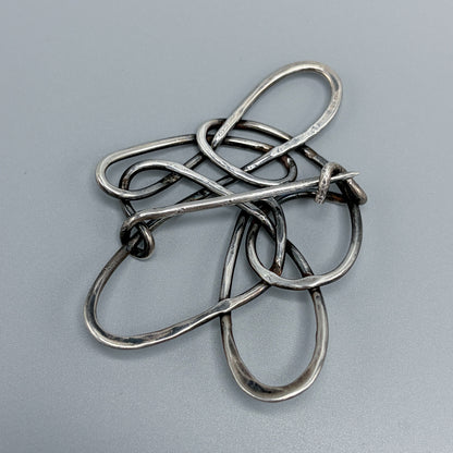 Estate Sterling Silver Handmade Free Form Single Wire Brooch