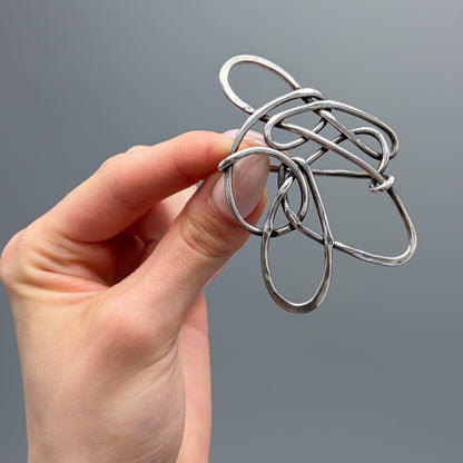 Estate Sterling Silver Handmade Free Form Single Wire Brooch