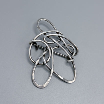 Estate Sterling Silver Handmade Free Form Single Wire Brooch