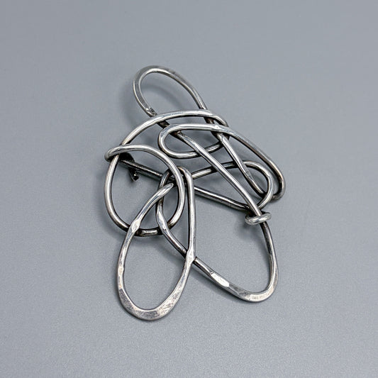 Estate Sterling Silver Handmade Free Form Single Wire Brooch