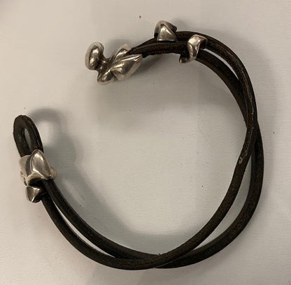 Georg Jensen Sterling and Leather Bracelet by Anette Kraen